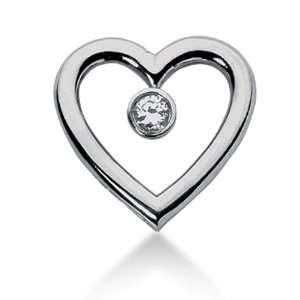 14K Gold Bezel set Diamond Heart Solitaire Pendant (0.25 cttw, F   G 