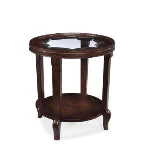   T1636 05 Flormont Chestnut Finish Wood and Glass Round End Table