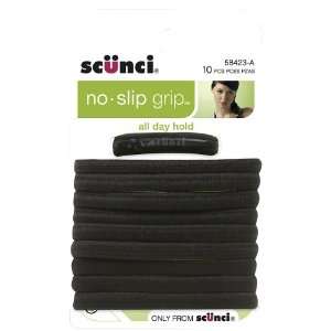    Scunci No Slip Elastic Hair Bands, Black, 10ct, 6mm Beauty