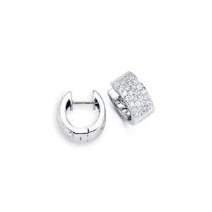    New 14k White Gold 0.68ct Diamond Huggie Hoop Earrings Jewelry