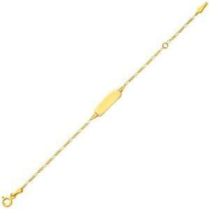 14K Yellow Gold 1.5mm Baby/Child ID Figaro Bracelet With Spring Ring 