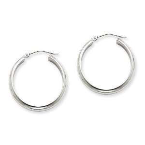 Round Tube Hoop Earrings in 14k White Gold Jewelry