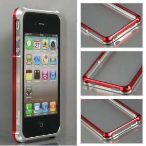 Red and Silver / Aluminum Metal Bumper Case / Cover for Apple iPhone 