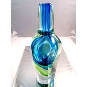 Murano Glass Vase Mouth Blown Art Emerald Huge Sommerso Vase X494 