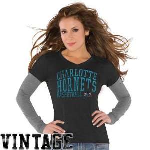 NBA Touch by Alyssa Milano Charlotte Hornets Ladies Black Double V Tri 