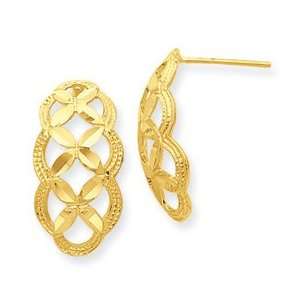   Designer Jewelry Gift 14K Diamond Cut Scalloped J Hoop Post Earrings