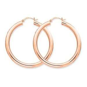  14k Gold Rose Gold 4mm Hoop Earrings Jewelry