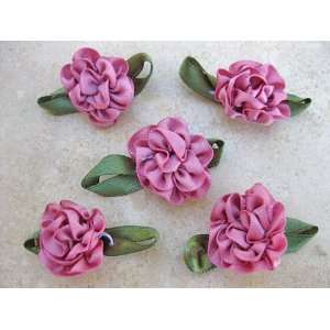   Vantage Rose Satin Ribbon Flower Applique Trim AT7 