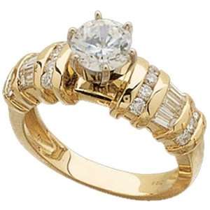 14K Yellow Gold Tower of Love Diamond Engagement Ring (Center stone is 