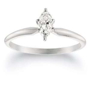 14k White Gold Marquise Solitaire Diamond Engagement Ring (1/3 ct, H I 
