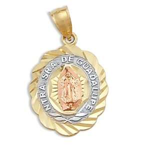  14k Yellow Rose White Gold Virgin Mary Guadalupe Charm 