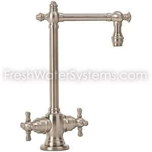   1850 Bar Faucet with Cross Handle   Antique Pewter