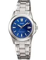 CASIO LTP1215A 2A2 LADIES ANALOG STAINLESS STEEL DRESS WATCH BLUE DIAL 