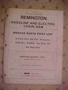 1977 Remington Chain Saw Parts Price List Gas Elec q  