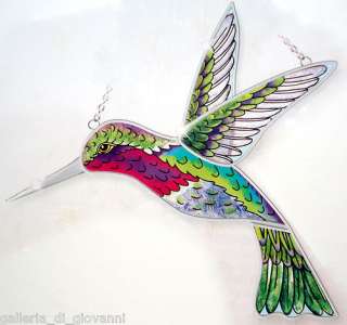   Throated Hummingbird Stained Glass SUNCATCHER Bird 8.5W x 8 Nature