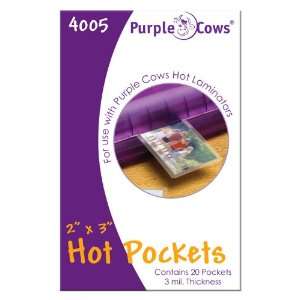  Purple Cows Hot Pockets Hot Laminating Pouches, 2x3 Inches 