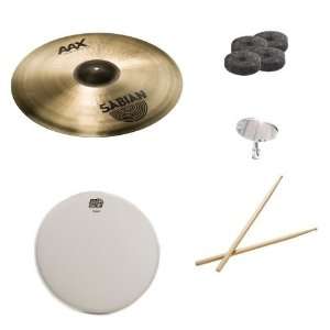 Sabian 21 Inch AAX Raw Bell Dry Ride Pack with Snare Head, Drumsticks 