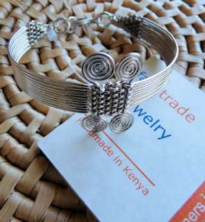 African Jewelry Silver Coil Wire Bracelet Kenya FAIR TR  