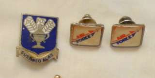 LOT 5 OLDER MILITARY PINS AND TIE TACK AIR FORCE ARMOURED DIVISION+ NR 