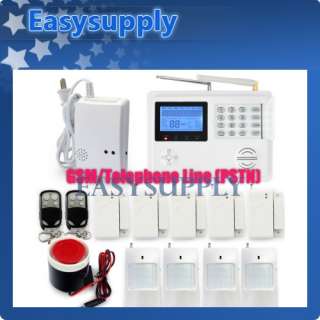   Home GSM PSTN Telephone Security Burglar Alarm System + Gas CO Sensor