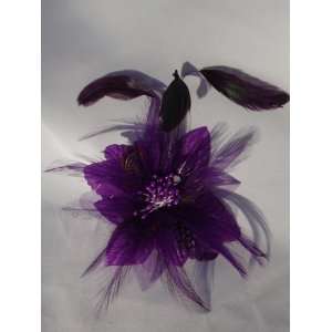  NEW Purple Hair Flower Clip and Pin Back Brooch, Limited. Beauty