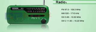 DE13 CRANK DYNAMO SOLAR EMERGENCY AM.FM.SW DEGEN RADIO  