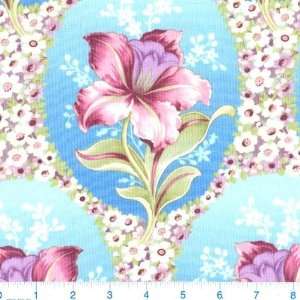 45 Wide Amy Butler Ginger Bliss Daylillies Sky Blue Fabric By The 