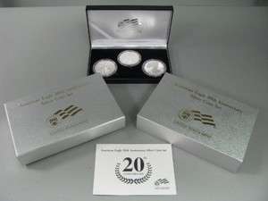   Silver American Eagle Dollar Anniversary 3 Coin Set United States Mint
