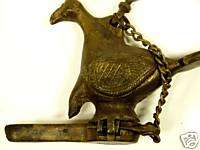 Rare Antiques Brass Hanging Oil Lamp Chain Bird India 4  