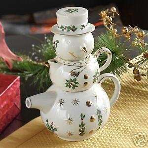    4 PIECE COMPLETE SNOWMAN TEA FOR ONE SET NEW 