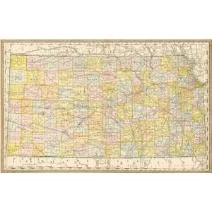  McNally 1887 Antique Railroad Map of Kansas Office 