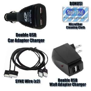  Double USB Home And Car Charger + 2 cables For Apple iPod nano (4th 