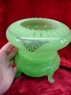   GLASS CENTERPIECE BOWL Art Deco PLANTER VASE +Footed Stand  