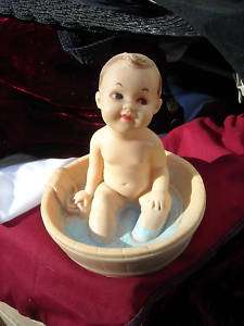 Vintage RUBBER baby doll in tub CUTE Bonnytex NY  