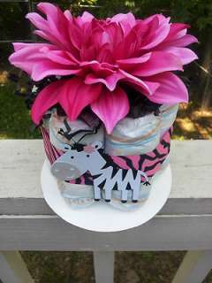 This is a precious Hot Pink ZEBRA mini diaper cake great for baby 
