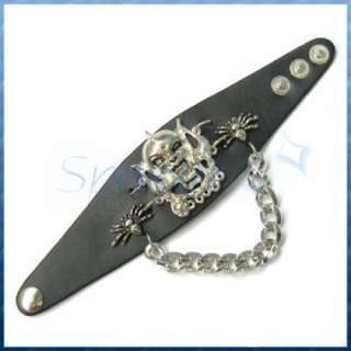 Gothic Punk Mental Studded Leather Wristband Bracelet  