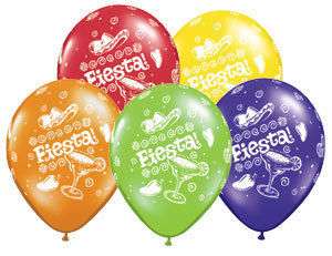 11 LATEX FIESTA BALLOONS birthday cinco de mayo   Qty5  