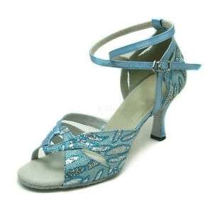 Flashingleaf+satin belt Lady Ballroom Latin dance shoes  
