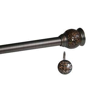 Oil Rubbed Bronze Shower Curtain Rod W/ Mosaic Ends  