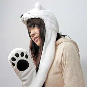 Polar Bear Mascot Fancy Costume Mask Hat Cap Gloves New  