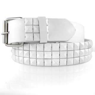 NEW MEN OR WOMEN WHITE LEATHER STUDDED BELT WITH BUCKLE  
