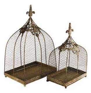 Rustic Wire Decorative Bird Cages   Set of 2  