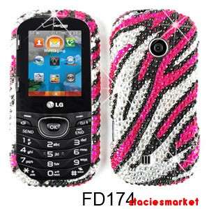 Bling White Zebra Print on Pink LG Cosmos 2 UN251 Case Cover  