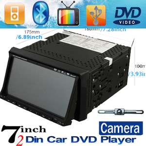   Screen 2 Din Car DVD Player IPOD Bluetooth Radio TV USB+Camera  