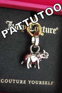   JUICY COUTURE MINI ELEPHANT SILVER BRACELET CHARM IN PINK BOX  