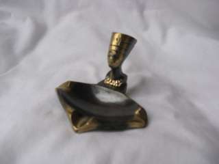 Egyptian Brass Oxidized Nefertiti Cigarette Ashtray  