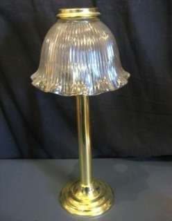 PartyLite Library Lamp P0126 Brass Candle Holder Frosted Shade Retired 