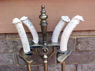 Log Home 5 piece Horse Shoe brush brass MULE DEER ANTLER Crowns 