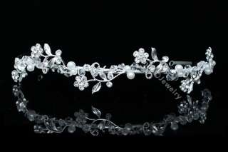 Bridal Party Wedding Crystal Pearl Headband Tiara 4469  