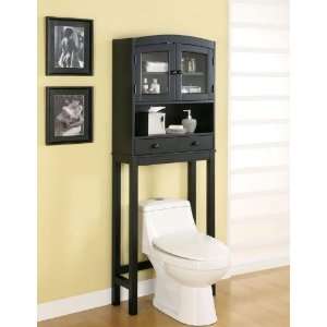  Bathroom Rack Spacesaver with Glass Door in Black Finish 